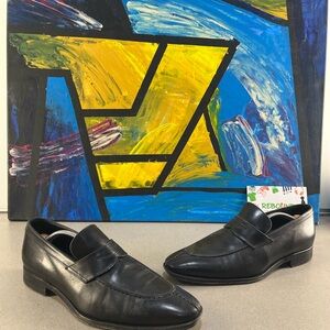 Canali Men’s Black Leather Penny Loafers (Size US 10)